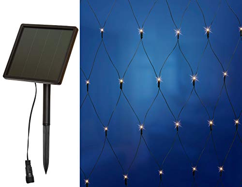 Solar Lichternetz, verschiedene Größen, warm-weiße LEDs, inkl. Solar-Panel mit Erdspieß und Akku (144 LED, 2x2m) von Bonetti