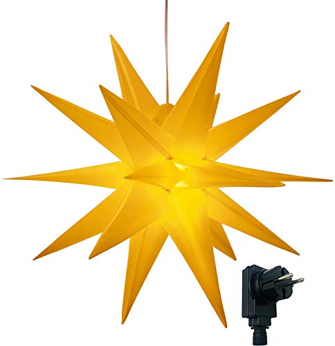 Bonetti 3D Leuchtstern inkl. warm-weißer LED Beleuchtung | für Innen und Außen geeignet | hängend | 7,5 m Zuleitung (gelb, ca. Ø 100 cm (Netzstecker)) von Bonetti