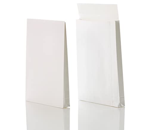Bong Faltentasche C4 (125 Stück), haftklebende Faltentaschen mit Klotzboden und Seitenfalte, Versandtaschen aus weißem Kraftpapier, 324x229x40 mm, 150g/m² von BONG