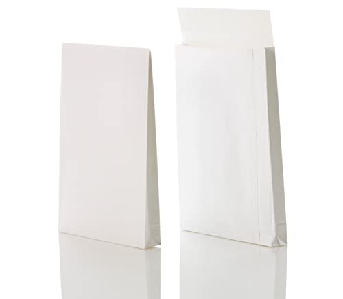 Bong Faltentasche C4 (200 Stück), haftklebende Faltentaschen mit Klotzboden und Seitenfalte, Versandtaschen aus weißem Kraftpapier, 324 x 229 x 40 mm, 130g/m² von bong