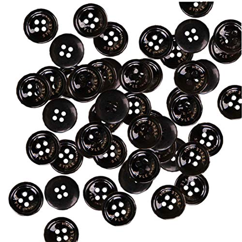 100 Stück Schwarz Verschiedene Größen Buttons Rund Resin Knöpfe Annähen Craft Buttons 4 Löcher 12.5mm von Bongles