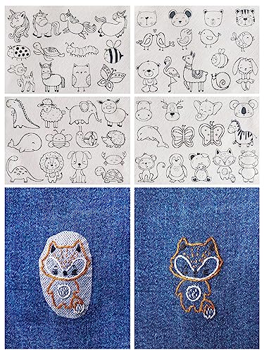 Bonimera 52 Stickvorlagen | Stickbilder auf Stickvlies wasserlöslich | Stickvlies selbstklebend. Sticken für DIY Projekte - Kleidung & Taschen personalisieren. Stickmotive Tiere von Bonimera