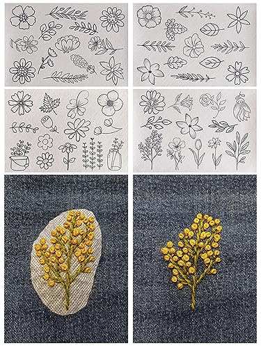 52 Stickvorlagen | Stickbilder auf Stickvlies wasserlöslich | Stickvlies selbstklebend. Sticken für DIY Projekte - Kleidung & Taschen personalisieren. Stickmotive Blumen von Bonimera