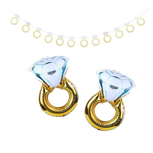 1 Set Bachelorette Party Banner - Glitzer Gold und Silber Diamant Ring Banner, Diamant Ring Ballon, für Verlobungsfeier Dekorationen, Braut to Be Dekorationen, Brautdusche Dekorationen von BoningNEW