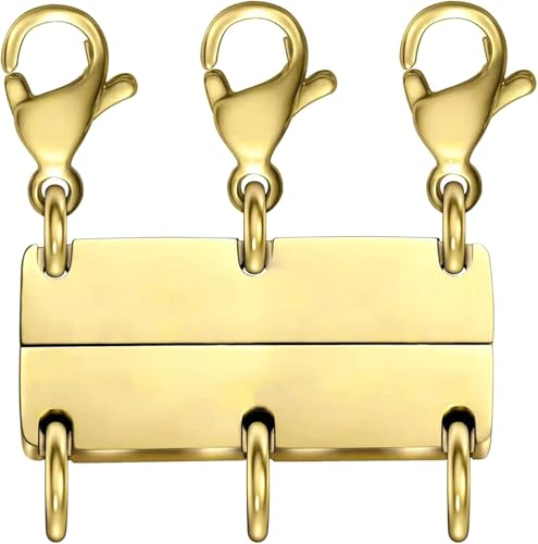 Ketten-Verschluss – 18 Karat Gold-Trennzeichen für Schichtung, magnetische Mehrfachverschlüsse und Verschlüsse für Frauen, Kettenverlängerung (Triple Gold B) von Bonison