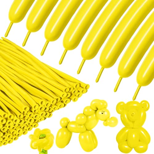 Modellierballons 100 Stück Gelb 260Q Lange Verdrehung Ballon Latex Magische Ballons für Party Geburtstag Hochzeit Clown Dekorationen (Gelber Ballon) von Bonjle