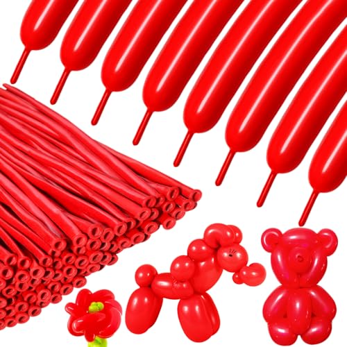 Modellierballons 100 Stück Rot 260Q Lange Verdrehung Ballon Latex Magische Ballons für Party Geburtstag Hochzeit Clown Dekorationen (rote Ballons) von Bonjle
