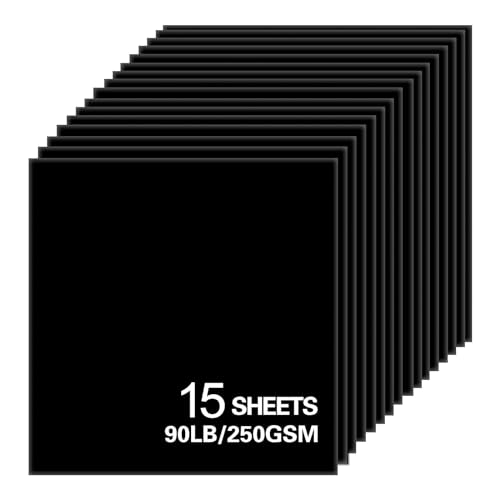 15 Blatt schwarzes Kartonpapier, 30,5 x 30,5 cm, Karton für Cricut, dickes Konstruktionspapier für Kartenherstellung, Scrapbooking, Basteln, 40,8 kg/250 g/m² (schwarz) von Bonmiy