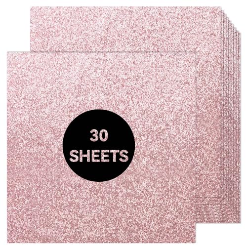 Rosa Glitzer-Karton, 30,5 x 30,5 cm, Papier für Cricut, dicker Karton für Kartenherstellung, Scrapbooking, Basteln (250 g/m², 30 Blatt) von Bonmiy