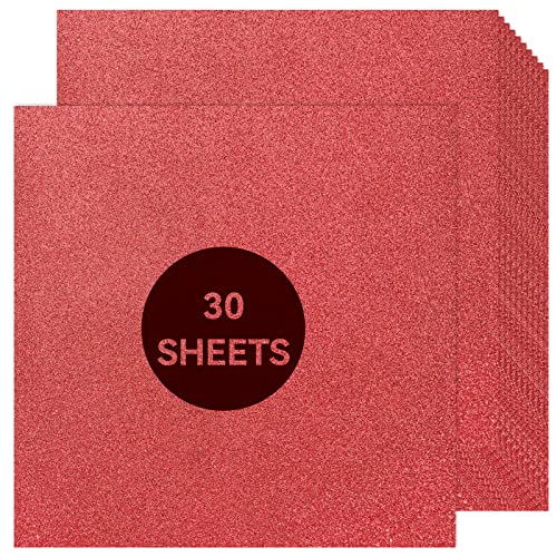Roter Glitzer-Karton, 30,5 x 30,5 cm, Papier für Cricut, dicker Karton für Kartenherstellung, Scrapbooking, Basteln (250 g/m², 30 Blatt) von Bonmiy