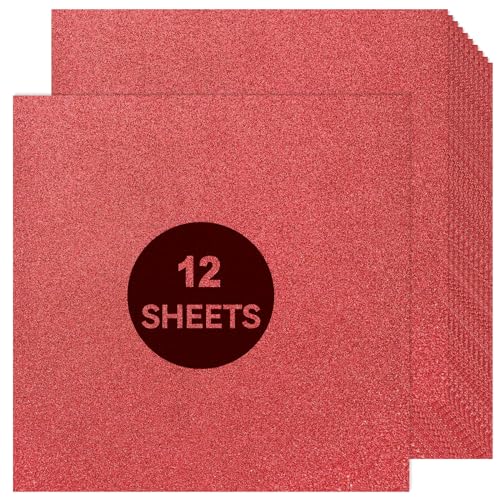Roter Glitzer-Karton, 30,5 x 30,5 cm, doppelseitiges Papier für Cricut, dicker Karton für Kartenherstellung, Scrapbooking, Basteln (250 g/m², 12 Blatt) von Bonmiy