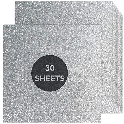 Silberfarbener Glitzer-Karton, 30 x 30 cm, Papier für Cricut, dicker Karton für Kartenherstellung, Scrapbooking, Basteln (250 g/m², 30 Blatt) von Bonmiy