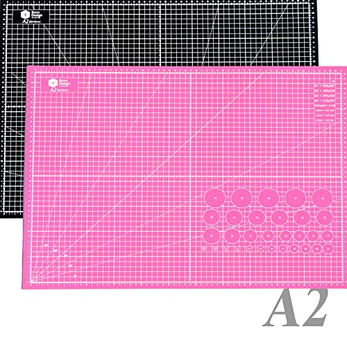 Premium Schneidematte A2 60x45cm 5-Lagig selbstheilend Schneideunterlage im A2-Format Rosa/Schwarz selbstheilende Cutting Mat mit beidseitigen Rastern und Markierungen in cm Nähen Basteln Modellbau von Bonn-Design