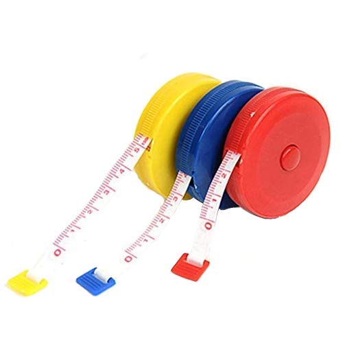 Einziehbares Maßband, 1,5 m, einziehbares Lineal, Maßband, Körperschneider, Nähen, Handwerk, flexibles Stoff-Diät-Maßband (3 Stück, zufällige Farbe) von Bonnin