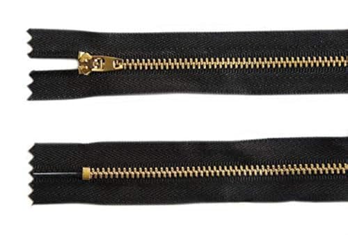 Jeansreißverschluss in Schwarz und Marineblau, mit automatischem Verschluss, Metall, geschlossenes Ende, goldfarben, 15,2 cm von Bonnin