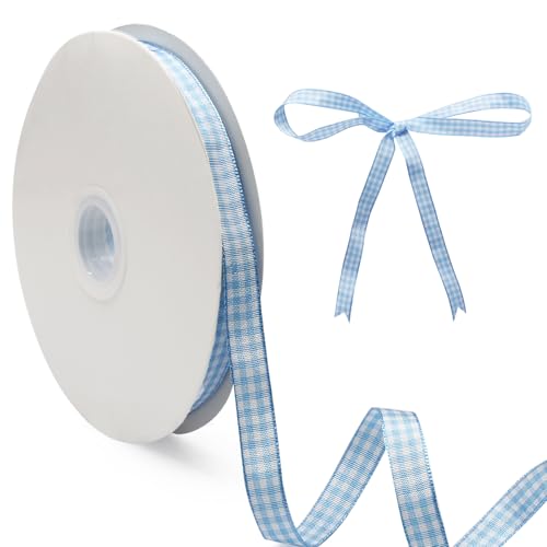 Bonsicoky Klassisches hellblaues und weißes Gingham-Band, 0,95 cm x 45,7 m + 152,4 cm Maßband, ideal für Haar-Accessoires, Picknick-Dekoration und Geburtstagsgeschenkverpackung Bonsicoky Klassisches hellblaues und weißes Gingham-Band, 0,95 cm x 45,7 m + 152,4 cm Maßband, ideal für Haar-Accessoires, Picknick-Dekoration und Geburtstagsgeschenkverpackung von Bonsicoky