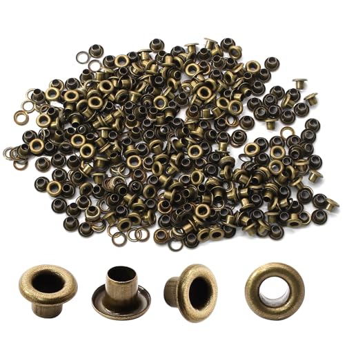 Bonsicoky Ösen mit Unterlegscheiben, 3 mm, selbstklebend, für Leinwand, Schuhe, Kleidung, Stoff, Leder und Taschen, Bronze, 150 Stück von Bonsicoky