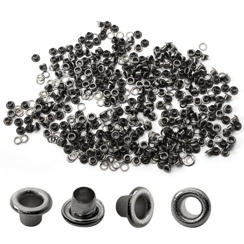 Bonsicoky Ösen mit Unterlegscheiben, 3 mm, selbstschließende Ösen für Leinwand, Schuhe, Kleidung, Stoff, Leder und Taschen, Gunmetal von Bonsicoky