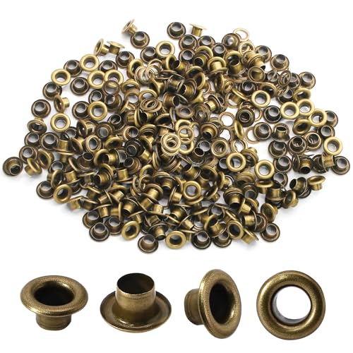Bonsicoky Ösen mit Unterlegscheiben, 5 mm, selbstklebend, für Leinwand, Schuhe, Kleidung, Stoff, Leder und Taschen, Bronze, 150 Stück von Bonsicoky