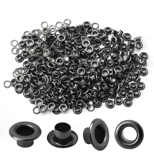 Bonsicoky Ösen mit Unterlegscheiben, 5 mm, selbstschließende Ösen für Leinwand, Schuhe, Kleidung, Stoff, Leder und Taschen, Gunmetal von Bonsicoky