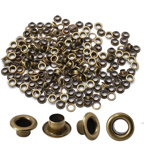 Bonsicoky Ösen mit Unterlegscheiben, 6 mm, selbstrückend, für Leinwand, Schuhe, Kleidung, Stoff, Leder und Taschen, Bronze, 150 Stück von Bonsicoky