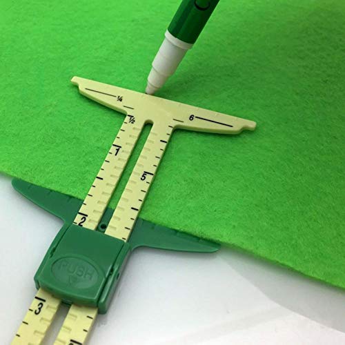 Sliding Gauge Measuring Sewing Tool Set 5-in-1 T-shaped Sliding Gauge Quilting Ruler for Beginner Knitting Crafting Sewing Supplies von Bontannd