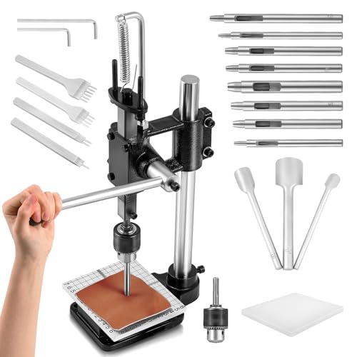 Bonvoisin Leder Stanzmaschine, Manuelle Lochmaschine mit 15 Stanzen, Dornpressenset für Lederhandwerk, DIY, Prägen, Stanzen von Leder mit Lochstanze, Zinkenstanze, Halbrundstanze Bonvoisin Leder Stanzmaschine, Manuelle Lochmaschine mit 15 Stanzen, Dornpressenset für Lederhandwerk, DIY, Prägen, Stanzen von Leder mit Lochstanze, Zinkenstanze, Halbrundstanze von Bonvoisin