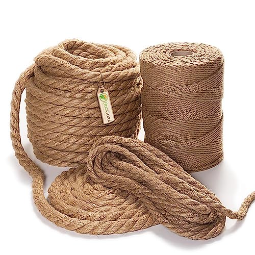 BooGardi Juteseil in Verschiedene Stärken und Längen · Ø 16mm Länge 150m · Naturware zum Basteln · Makramee Naturfaser · Jutefaser von BooGardi