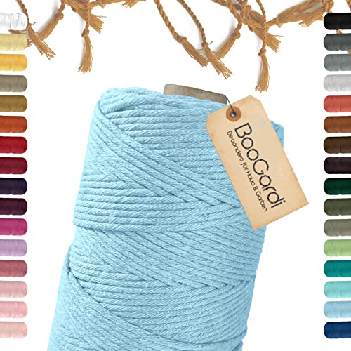 BooGardi Makramee Garn · viele Farben · Babyblau 3mm x 200m · 3mm oder 5mm · Wollgarn · kreatives knüpfen weben Stricken · DIY Boho Garn von BooGardi