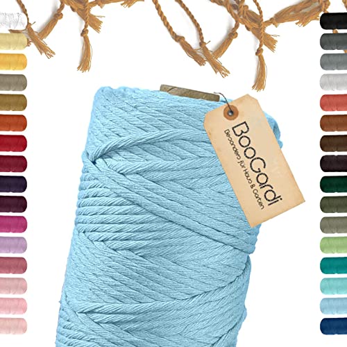 BooGardi Makramee Garn · viele Farben · Babyblau 5mm x 100m · 3mm oder 5mm · Wollgarn · kreatives knüpfen weben Stricken · DIY Boho Garn von BooGardi