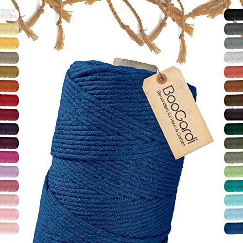 BooGardi Makramee Garn · viele Farben · Blau 3mm x 200m · 3mm oder 5mm · Wollgarn · kreatives knüpfen weben Stricken · DIY Boho Garn von BooGardi