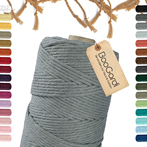 BooGardi Makramee Garn · viele Farben · Grau 5mm x 100m · 3mm oder 5mm · Wollgarn · kreatives knüpfen weben Stricken · DIY Boho Garn von BooGardi