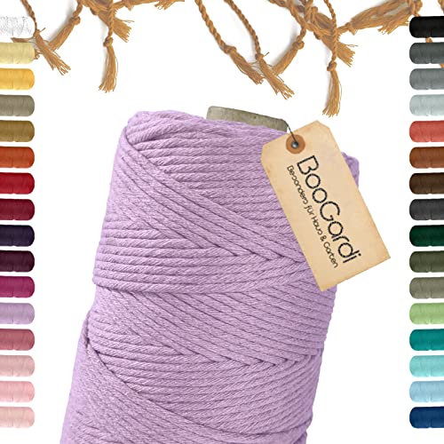 BooGardi Makramee Garn · viele Farben · Lavendel 3mm x 200m · 3mm oder 5mm · Wollgarn · kreatives knüpfen weben Stricken · DIY Boho Garn von BooGardi