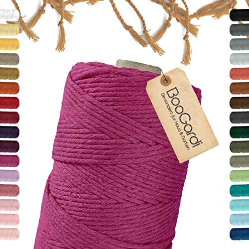 BooGardi Makramee Garn · viele Farben · Magenta 5mm x 100m · 3mm oder 5mm · Wollgarn · kreatives knüpfen weben Stricken · DIY Boho Garn von BooGardi