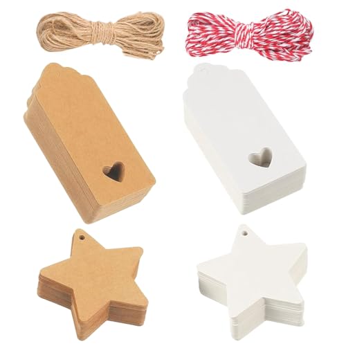 Geschenkanhänger Weihnachten, 200 Stück Etiketten Kraftpapier Anhänger Mit 20M Schnur für Kunsthandwerk, Hochzeit, Geschenk, DIY Dekoration Geschenkanhänger Weihnachten, 200 Stück Etiketten Kraftpapier Anhänger Mit 20M Schnur für Kunsthandwerk, Hochzeit, Geschenk, DIY Dekoration von Booaee