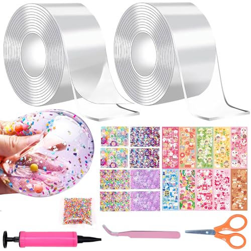 34 Stück Nano Tape Bubbles Set, Doppelseitiges Klebeband DIY Craft, Klebeband Blowing Bubble Tape Diy Craft Kit, Wiederverwendbar Nano Tape Bubbles Multipurpose Blasen Tape Handmade Transparent Poster von Booaee