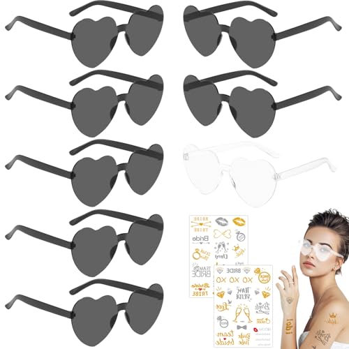 Herz Sonnenbrille Herzbrille, 8 Paar Bride to be Deko Brille Jga Accessoires Frauen Junggesellenabschied Team, Bachelorette Party Accessories Junggesellinnenabschied Scherpe Jungesellinenabschied von Booaee