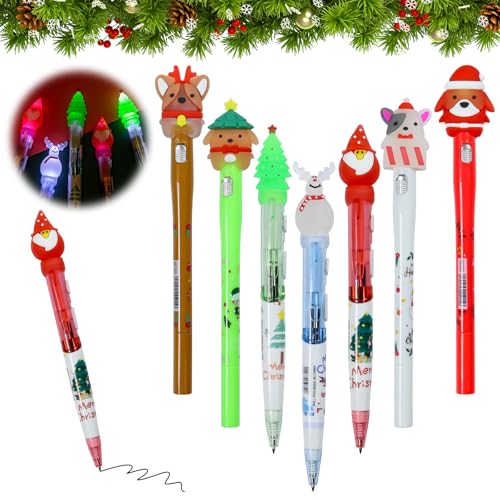Weihnachten Kugelschreiber,7 Stück Druckkugelschreiber 0.5mm Weihnachtsstifte Weihnachtskugelschreiber Schreibender Füllfederhalter Gel Stift Weihnachten Kleinigkeiten für Schreiben Schule Büro von Booaee