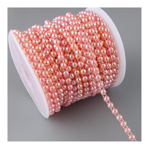 1,9 m breit, ABS, halbrund, flache Rückseite, Kunstperlen, Kette, Nähbesatz, Kuchendekoration, Make-up und Hochzeitsarrangements (AB Hot Pink) von BooeDareno