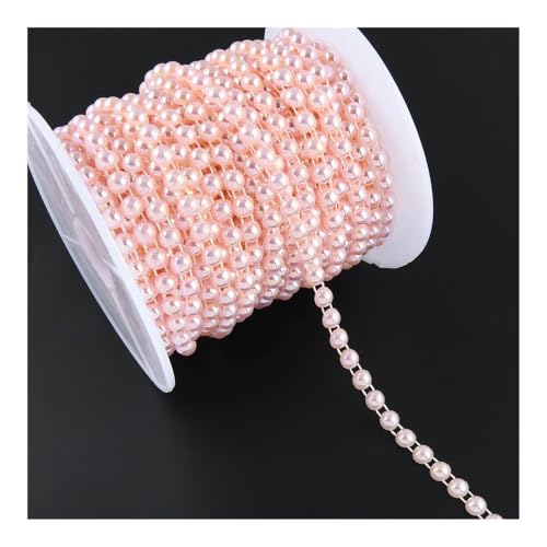 1,9 m breit, ABS, halbrund, flache Rückseite, Kunstperlen, Kette, Nähbesatz, Kuchendekoration, Make-up und Hochzeitsarrangements (AB Pink) von BooeDareno