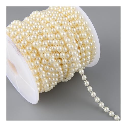 1,9 m breit, ABS, halbrund, flache Rückseite, Kunstperlen, Kette, Nähbesatz, Kuchendekoration, Make-up und Hochzeitsarrangements (Beige) von BooeDareno