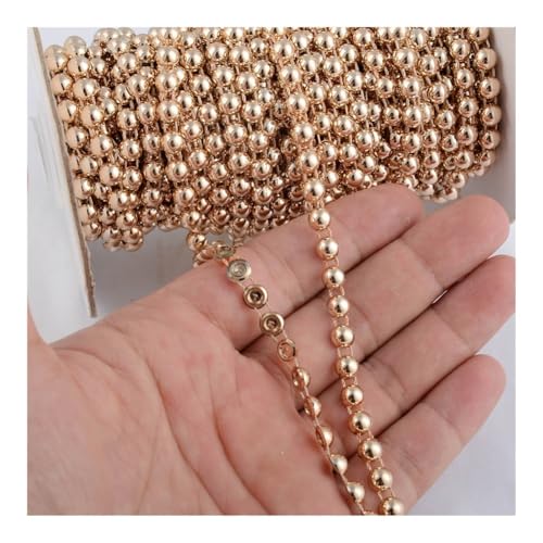 1,9 m breit, ABS, halbrund, flache Rückseite, Kunstperlen, Kette, Nähbesatz, Kuchendekoration, Make-up und Hochzeitsarrangements (Roségold) von BooeDareno
