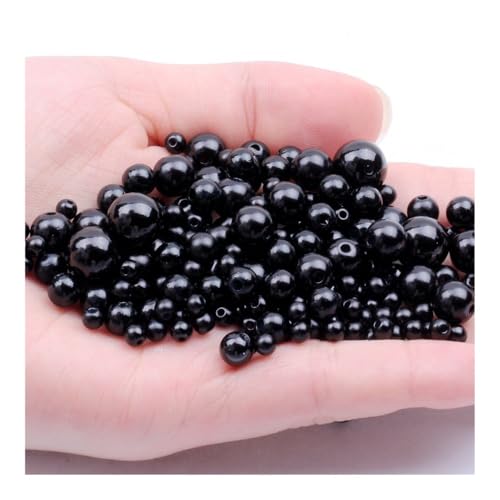 3–12 mm ABS-Imitationsperlen in mehreren Farben, helles gerades Loch, runde Perlen für Schmuckherstellung, Zubehör (schwarz, 19,12 mm, 25 Stück) von BooeDareno