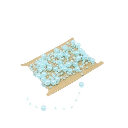 5 m / Rolle Perlenkette Angelschnur künstliche Perlen Schnur Perlen Kette Trim Girlande Blumen für DIY Handwerk Hochzeit Party Dekoration (blau) von BooeDareno