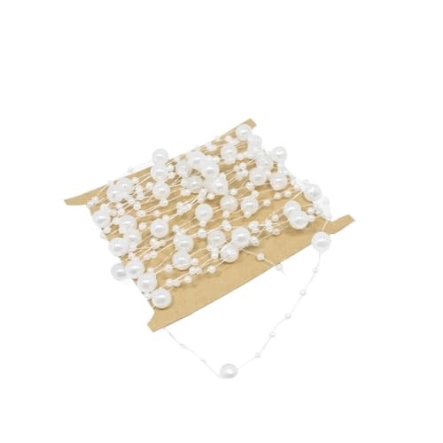 5 m lange Perlenkette, Angelschnur, künstliche Perlen, Kette, Girlande, Blumen für Bastelarbeiten, Hochzeit, Party, Dekoration (weiß) von BooeDareno