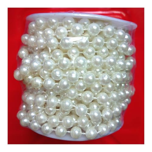 9,1 Meter/Los ABS-Imitation 8 mm Perlenkette, Weihnachtsvorhang, Dekoration, DIY-Zubehör, Weiß, Rot, Blau, Grün (Beige) von BooeDareno