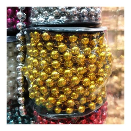 9,1 Meter/Los ABS-Imitation 8 mm Perlenkette, Weihnachtsvorhang, Dekoration, DIY-Zubehör, Weiß, Rot, Blau, Grün (Dunkelgold) von BooeDareno