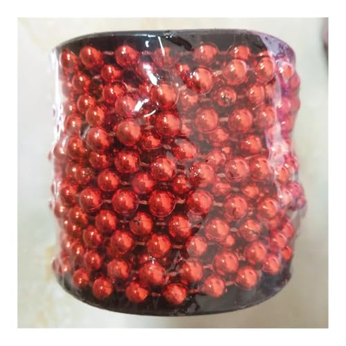 9,1 Meter/Los ABS-Imitation 8 mm Perlenkette, Weihnachtsvorhang, Dekoration, DIY-Zubehör, Weiß, Rot, Blau, Grün (Hellrot) von BooeDareno