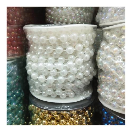 9,1 Meter/Los ABS-Imitation 8 mm Perlenkette, Weihnachtsvorhang, Dekoration, DIY-Zubehör, Weiß, Rot, Blau, Grün (Weiß) von BooeDareno