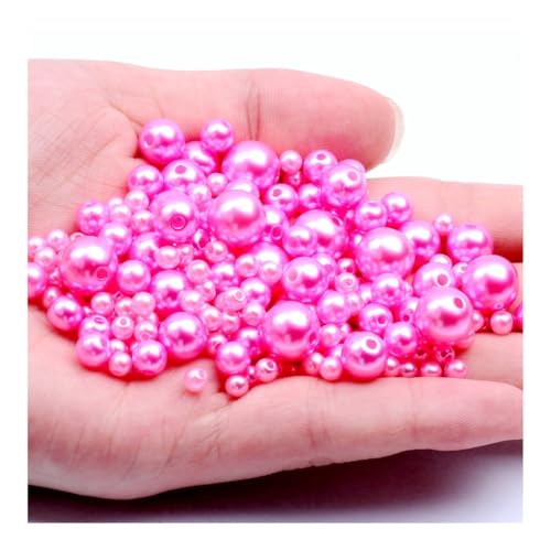 ABS-Imitationsperlen in mehreren Farben, 3–12 mm, helles gerades Loch, runde Perlen für Schmuckherstellung, Zubehör (Rosa, 9,4 mm, 700 Stück) von BooeDareno